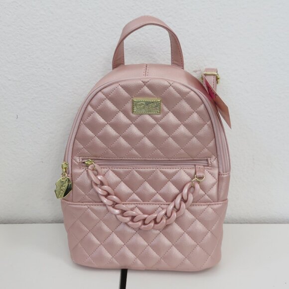 Betsey Johnson - Blush Quilted Chain Backpack